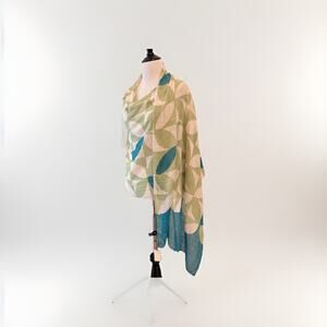 Jim Shore Batik Bohemian Floral Geometric Scarf Shawl Coastal Grandma New 76x24”